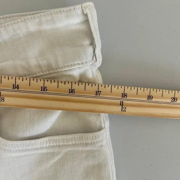 Anthropologie Pilcro Wide Leg Pants Women's White Denim Patch Panel High Rise 32 - Picture 8 of 10